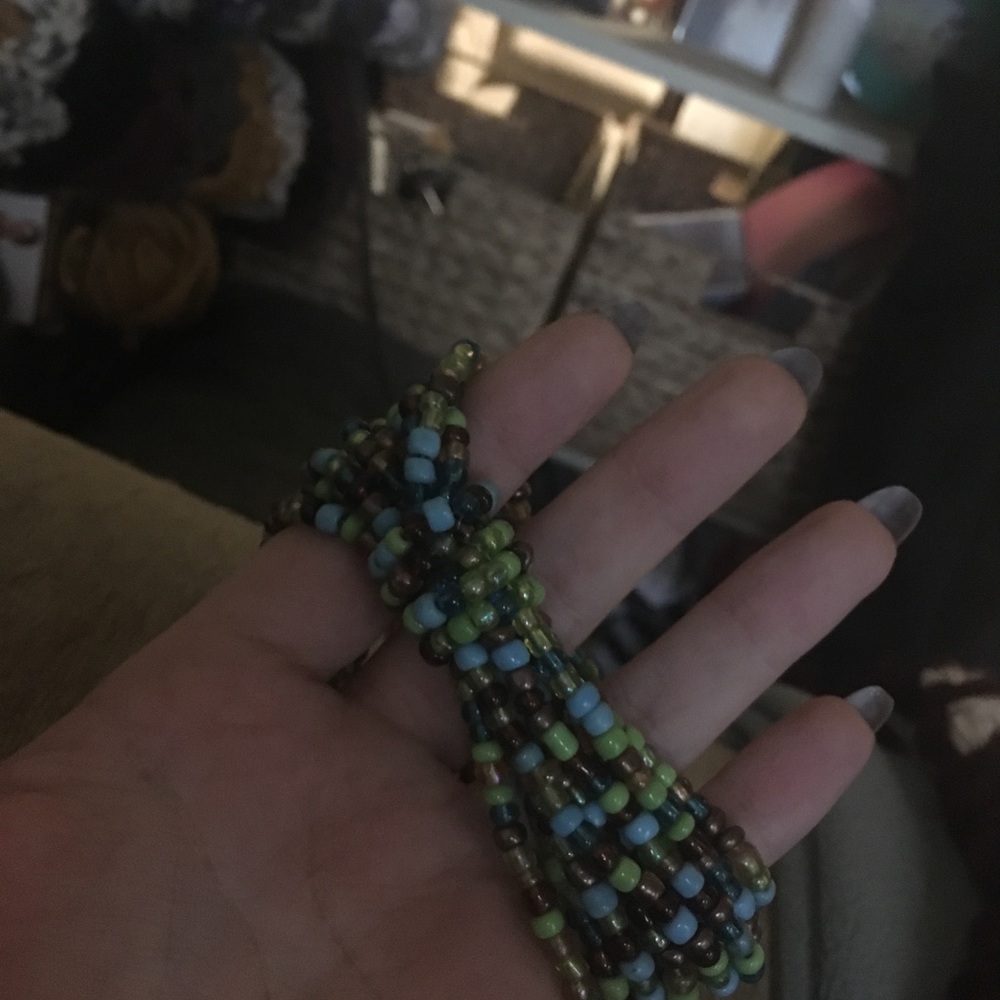 Beaded Green and Blue Bracelet